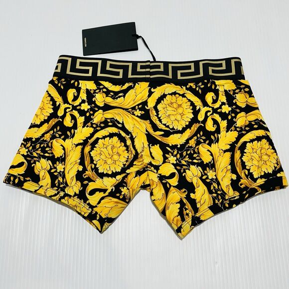 NWT Versace Barocco Greca Underwear Trunk Boxer Briefs Black Gold Size IT 3/ S - Picture 5 of 10